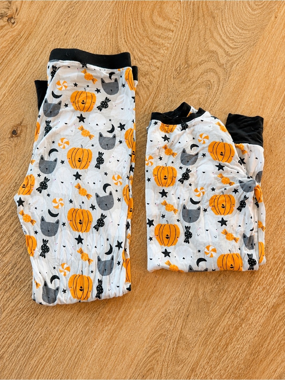Little Sleepies White Halloween Pumpkin & Cat Pajama Bottoms